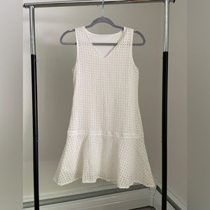 White sleeveless mini summer dress, S
